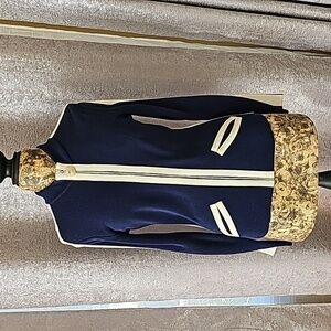 Salvatore Ferragamo Vintage Navy Striped Jacket - Silver Zipper - Women's XS